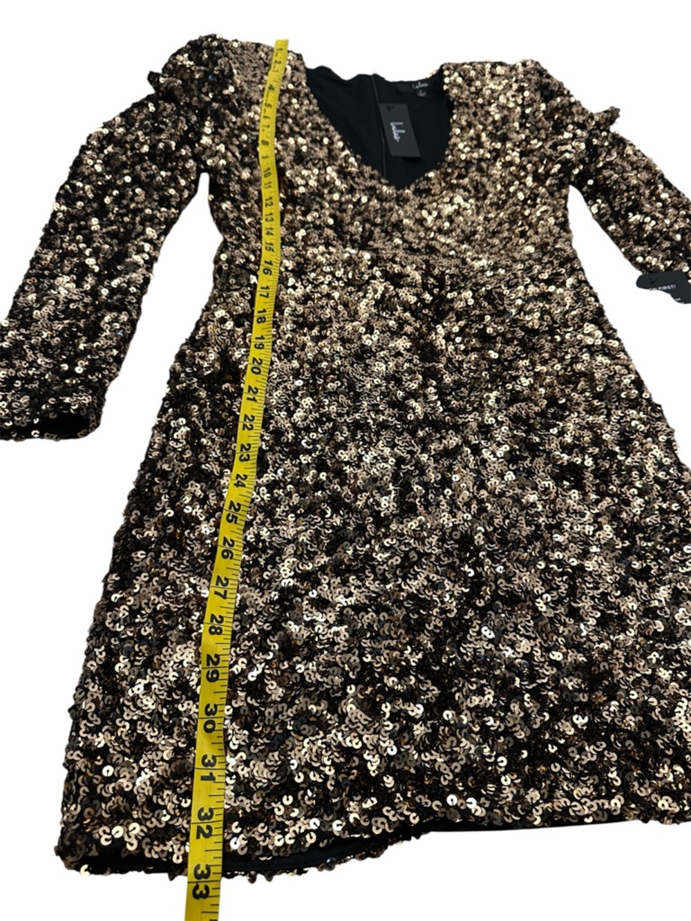 Lulus Brand New You Gold Sequin Glitter Bodycon Mini Dress NWT Womens Small 80s - Picture 10 of 12